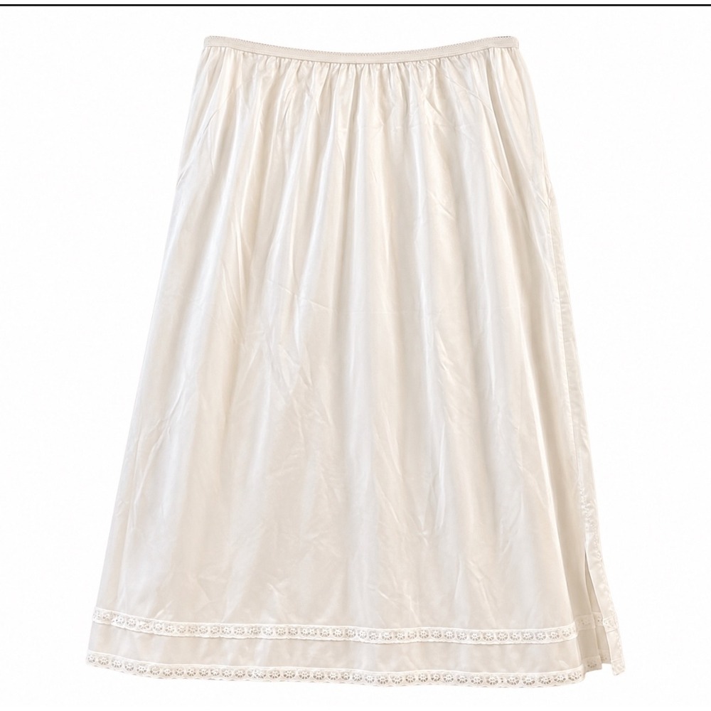 Vintage Goddard Artemis White Half Slip Lace Hem Nylon Petticoat USA Made Large